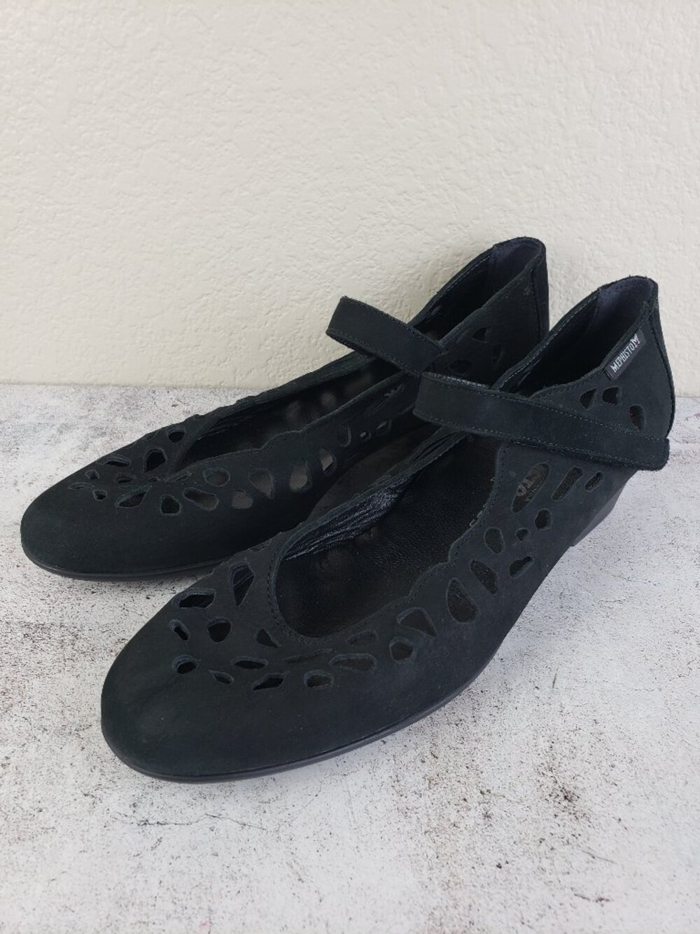 Mephisto Perforated Shoes Mary Janes Black Leather Nubuck Comfort Shoe size 9 - Picture 3 of 12